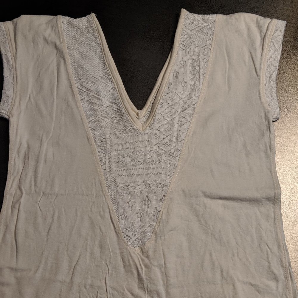 Lace Inset Knit Top with Vintage Button Accents - Picture 5 of 7